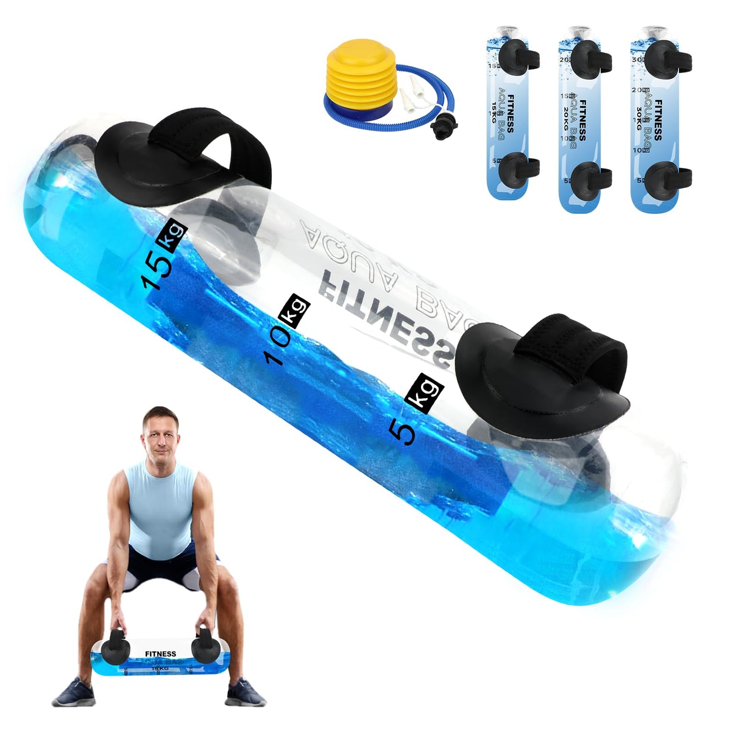 KOMCLUB Aqua Bag Workout, Adjustable Training Bag and Power Bag with Water, Core and Balance Trainer, Portable Stability Fitness &Full Body Exercise Equipment for Weight