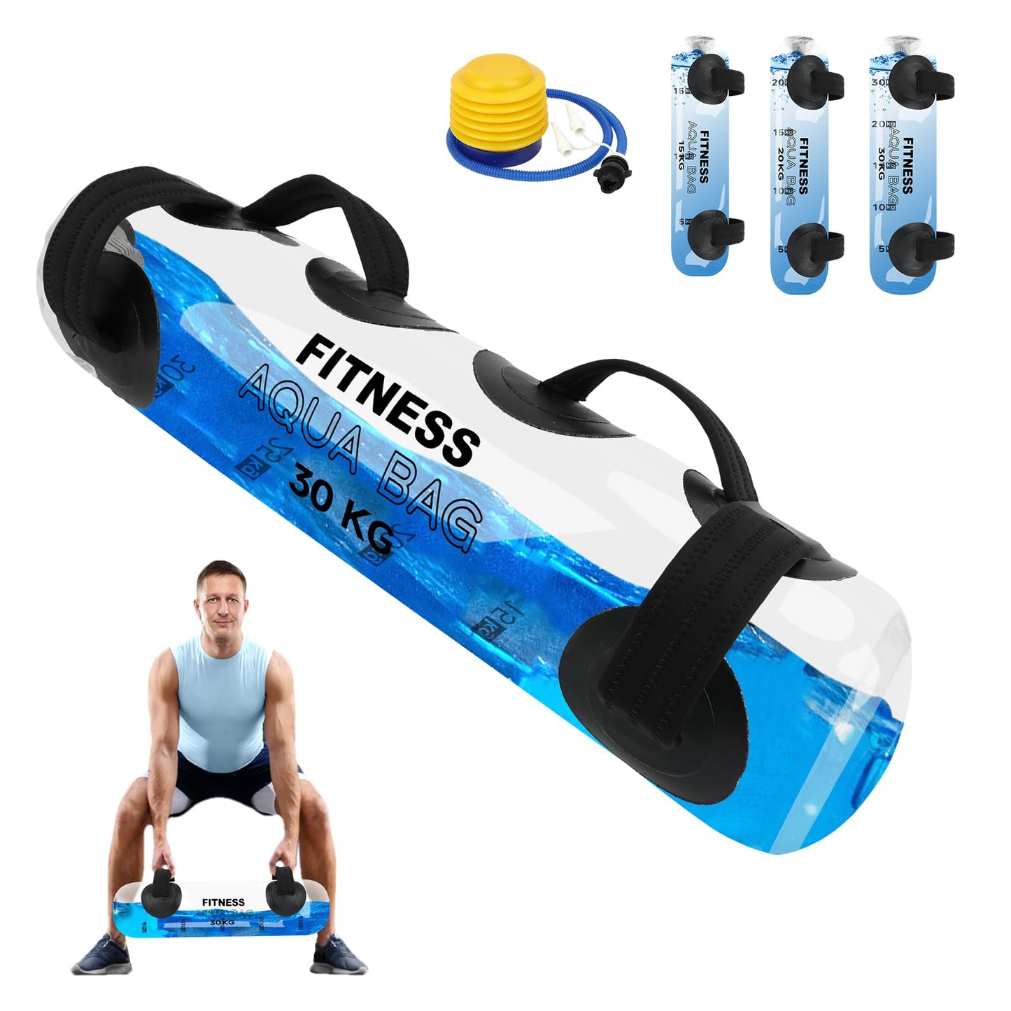 KOMCLUB Aqua Bag Workout, Adjustable Training Bag and Power Bag with Water, Core and Balance Trainer, Portable Stability Fitness &Full Body Exercise Equipment for Weight