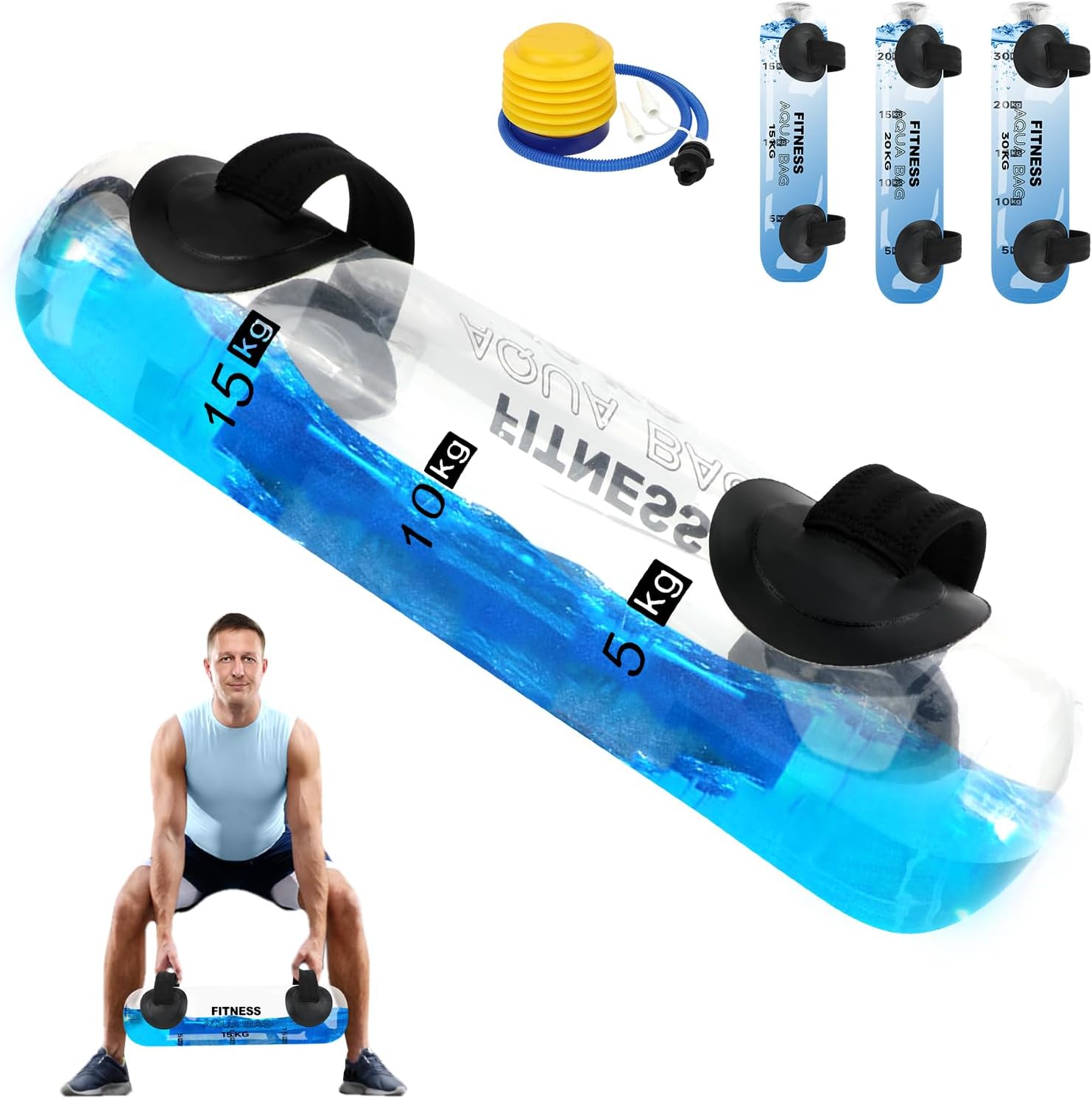 KOMCLUB Aqua Bag Workout, Adjustable Training Bag and Power Bag with Water, Core and Balance Trainer, Portable Stability Fitness &Full Body Exercise Equipment for Weight