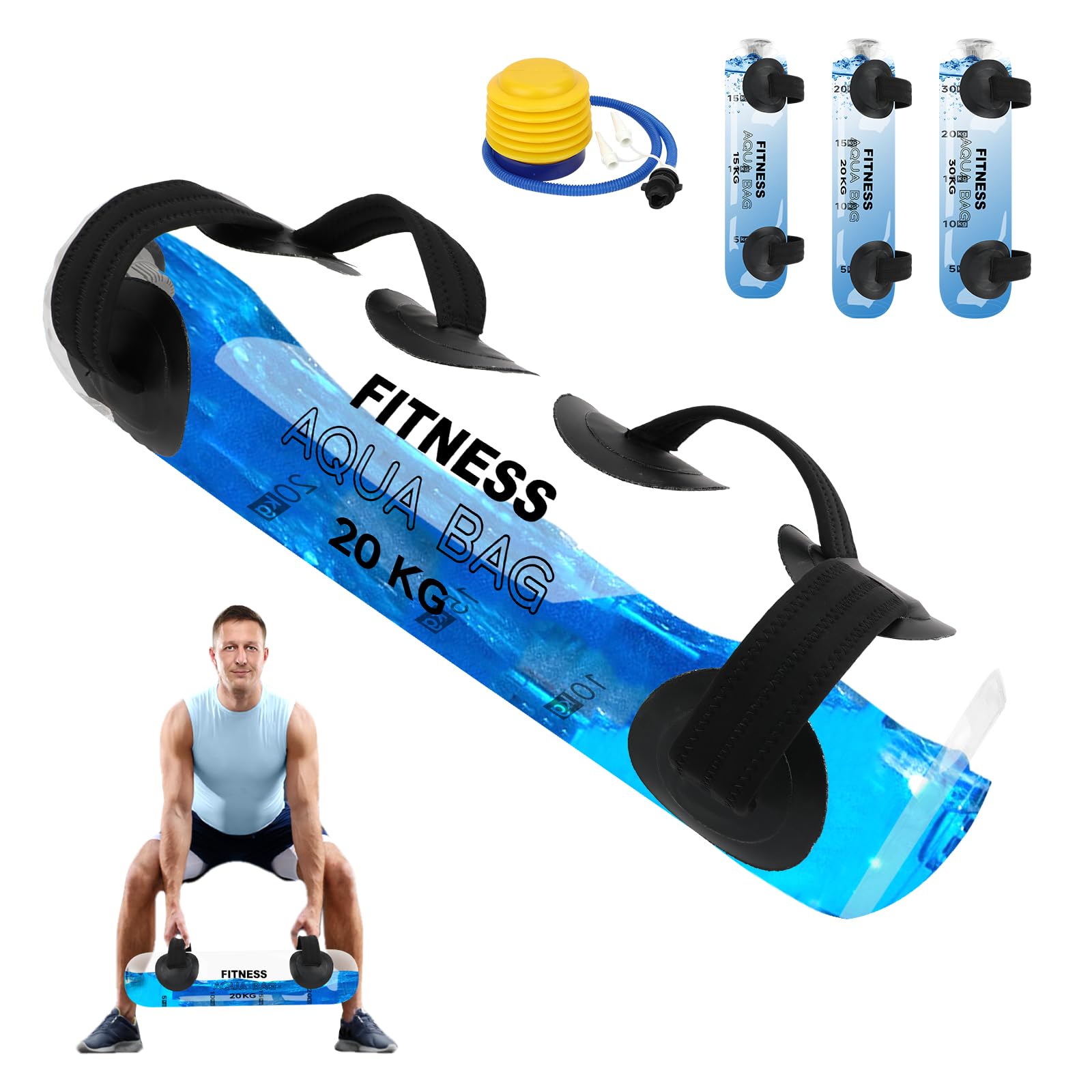 KOMCLUB Aqua Bag Workout, Adjustable Training Bag and Power Bag with Water, Core and Balance Trainer, Portable Stability Fitness &Full Body Exercise Equipment for Weight